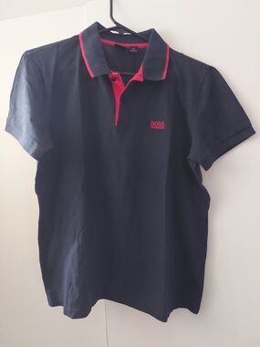 Hugo Boss Navy Polo with Red Contrast